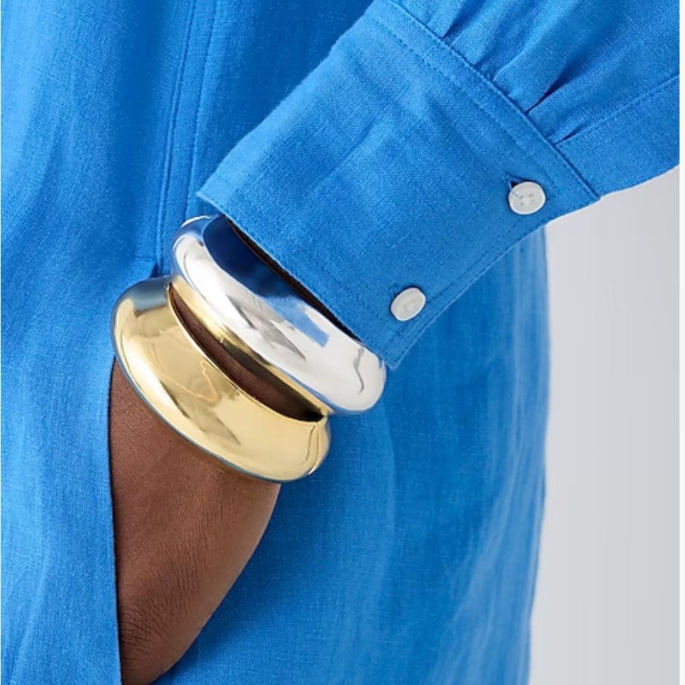 J.CREW HINGE CUFF BRACELETS IN BURNISHED GOLD AND SILVER MIRROR (ONE OF EACH)